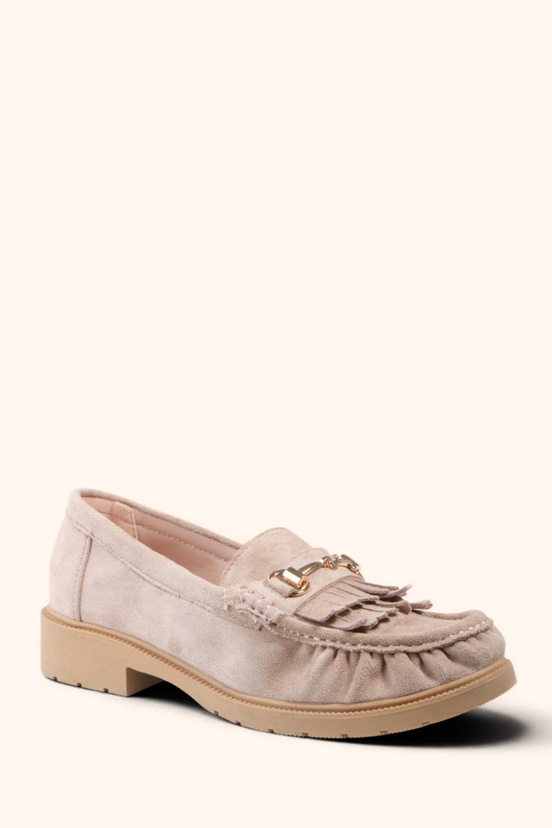 Mocassins platforme en daim- Beige