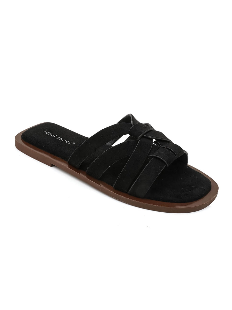 Braided suede slides - Black
