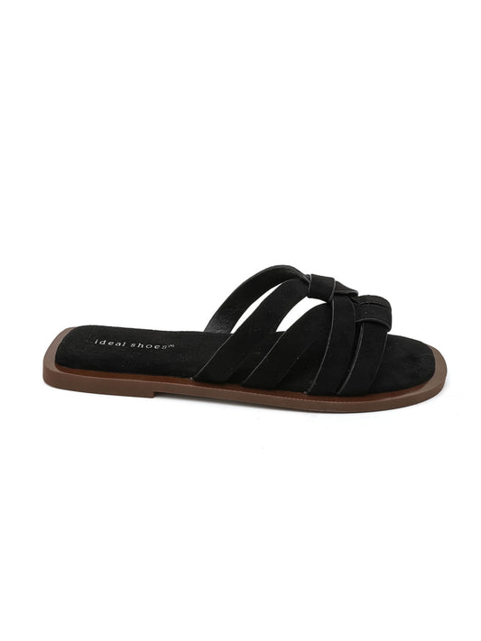 Braided suede slides - Black