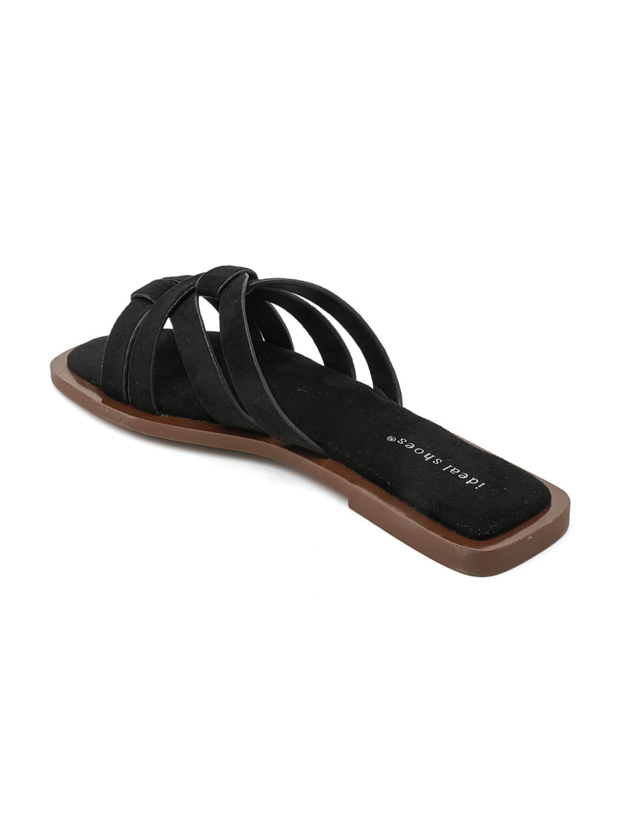 Braided suede slides - Black