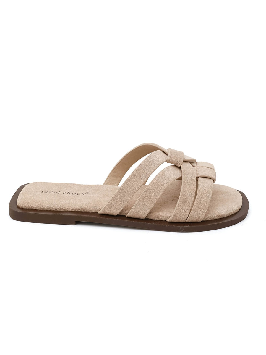 Braided suede slides - Beige