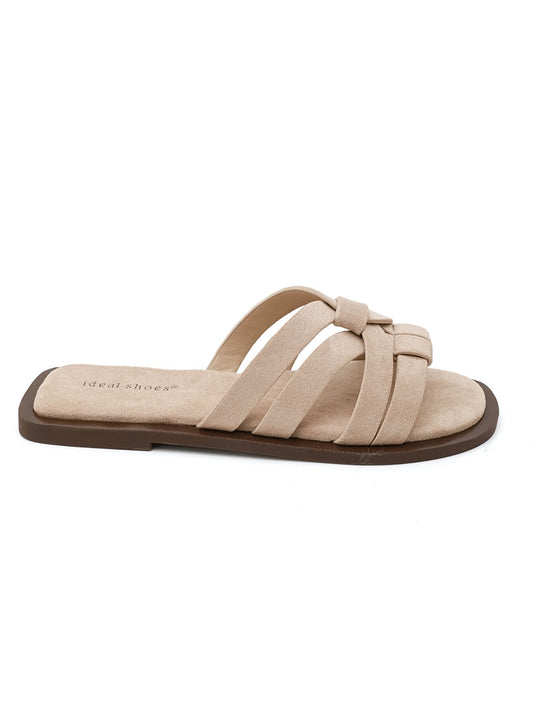 Braided suede slides - Beige