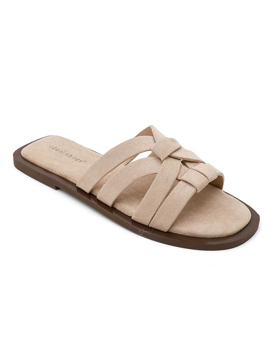 Braided suede slides - Beige