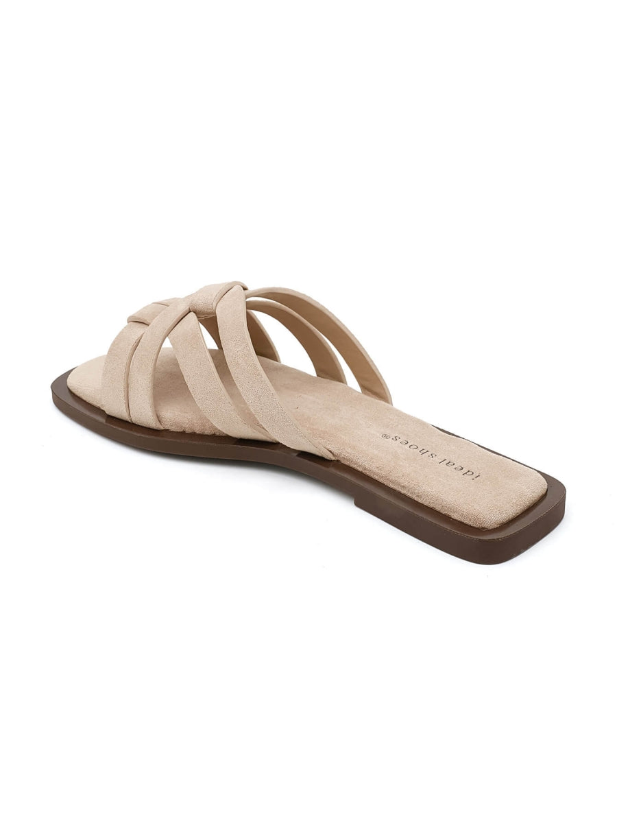 Braided suede slides - Beige