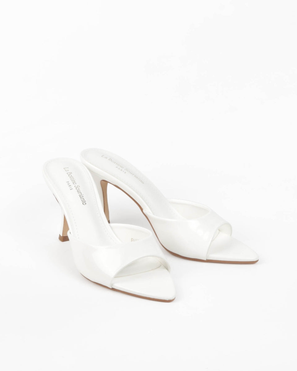 Pointed-Toe Mules - White