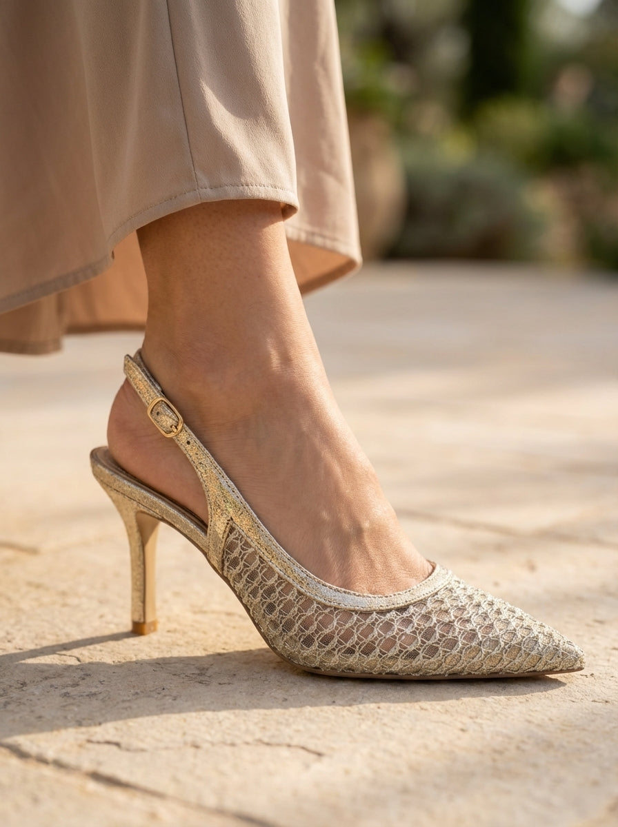 Lace pumps - Gold