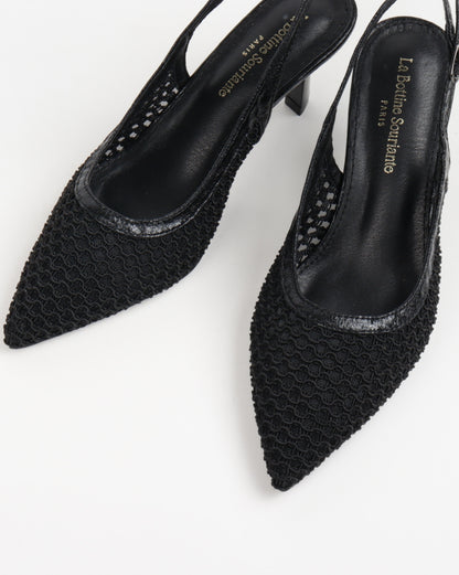 Escarpins en dentelle- Noir