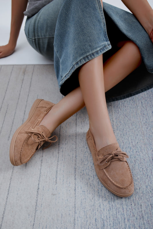 Suede Loafers - Camel