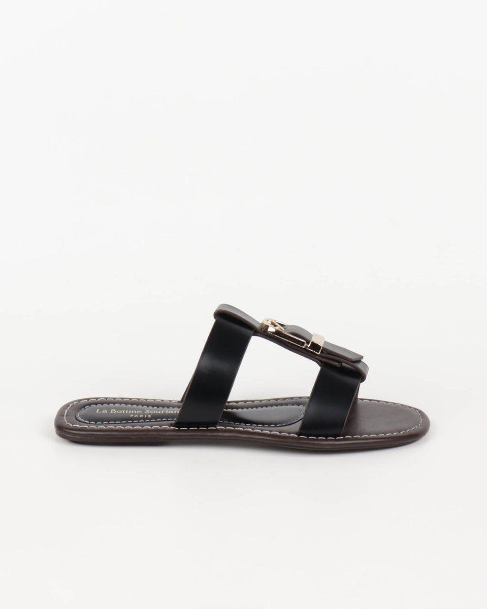 Buckled Slide Sandals - Black