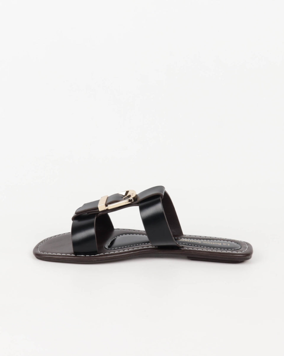 Buckled Slide Sandals - Black