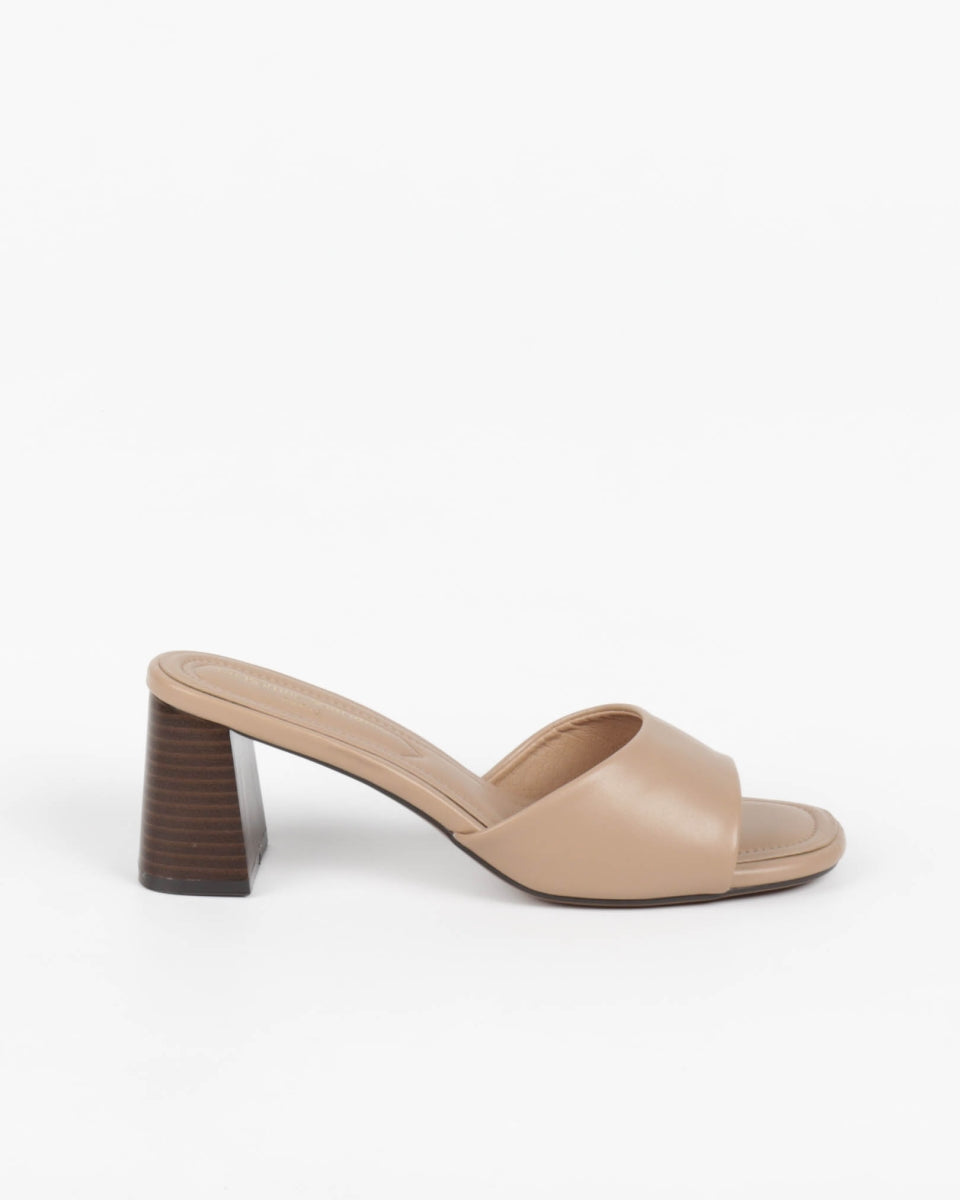 Block Heel Mules - Nude