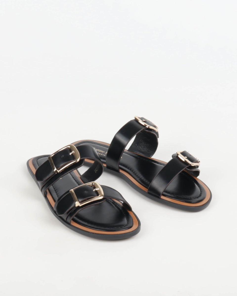 Double Buckle Slides - Black