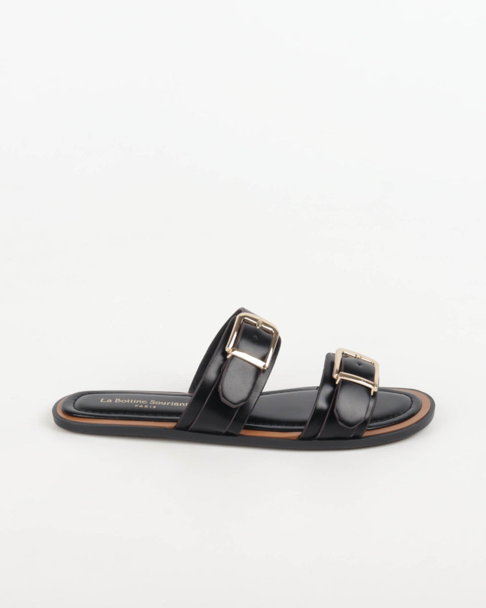 Double Buckle Slides - Black
