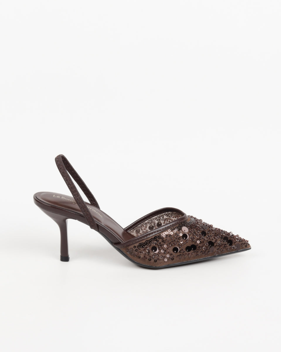 Sequined Pumps - Brown
