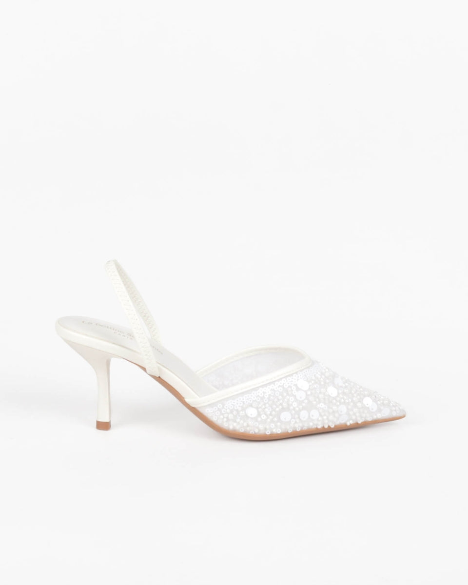 Sequin pumps - White
