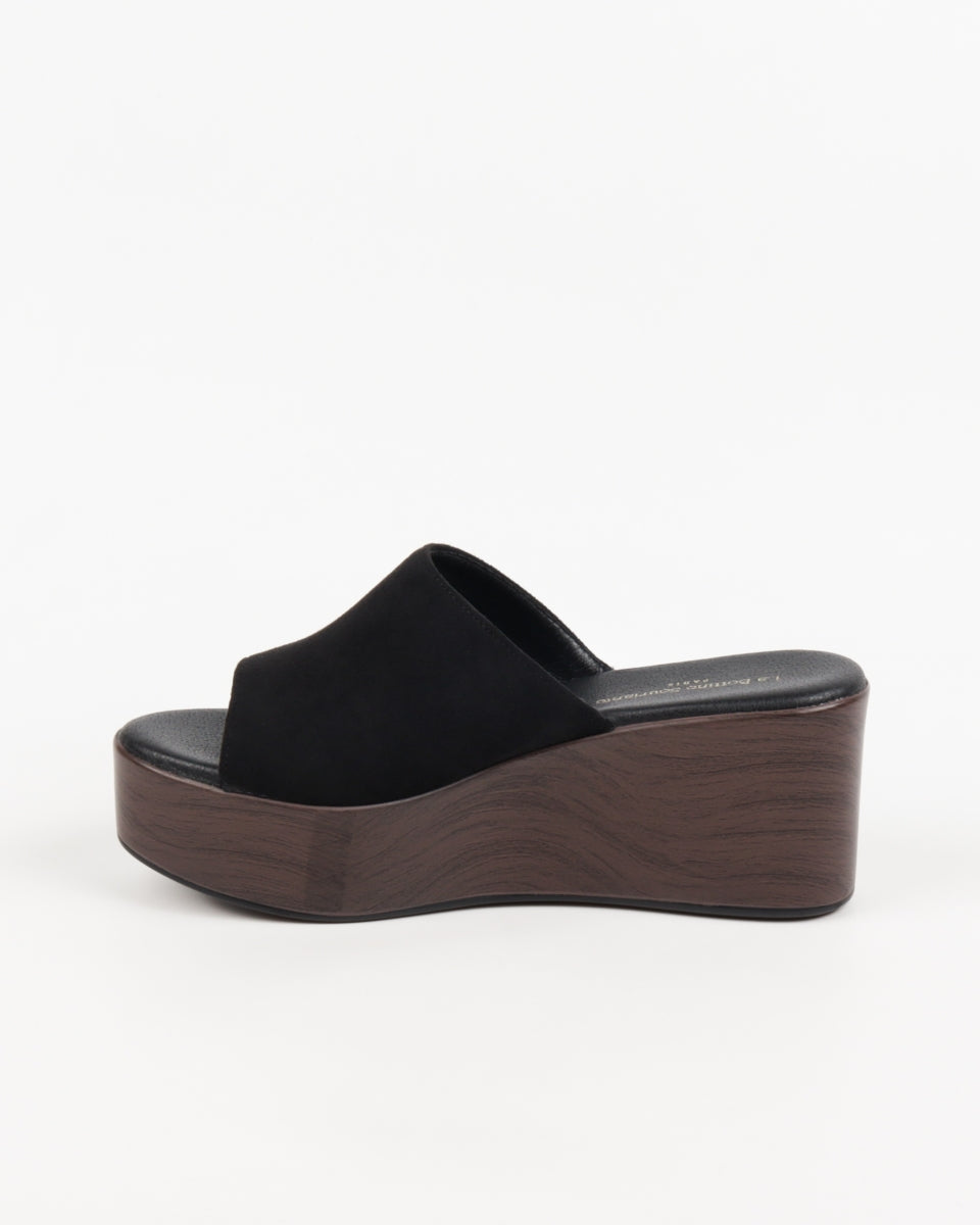 Black Clog Wedge Mules