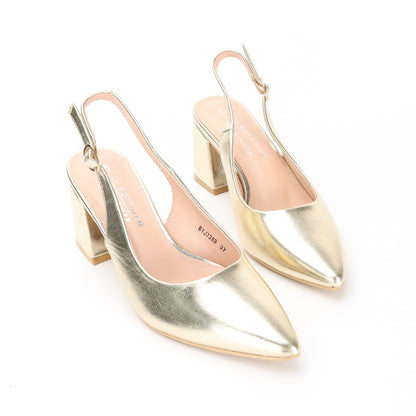 Slingback-pumps met puntige neus - Goudkleurig