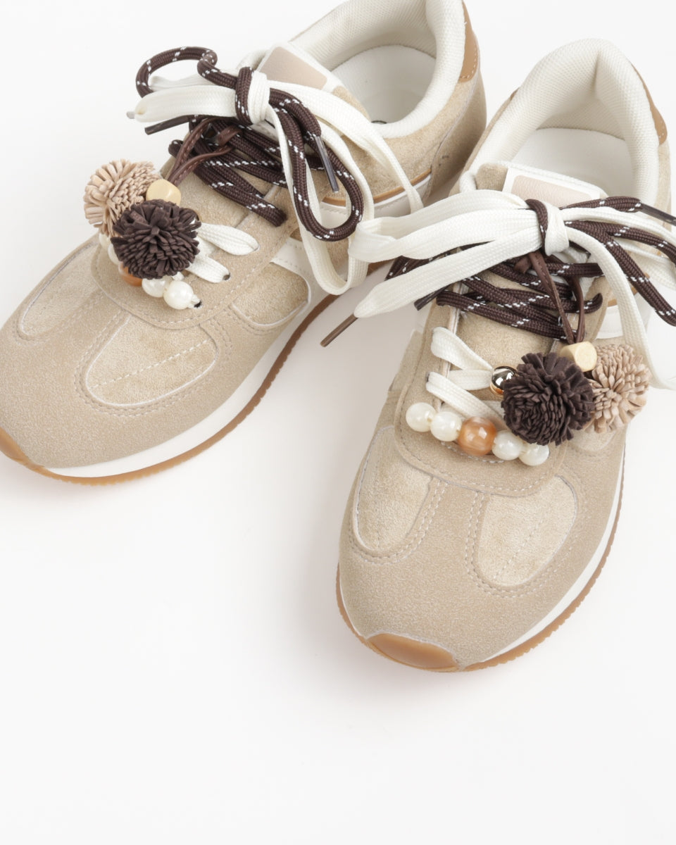 Sneaker with pompom - Beige
