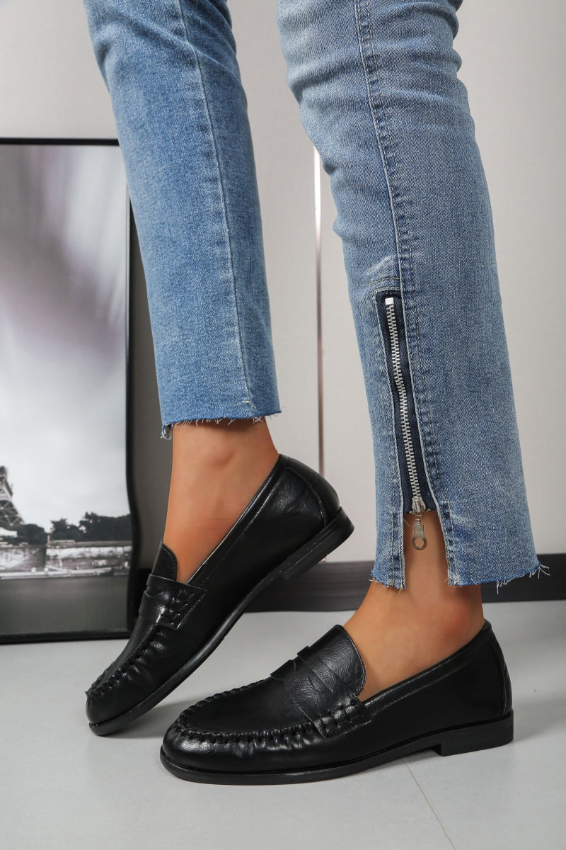 Mocassins en cuir- Noir