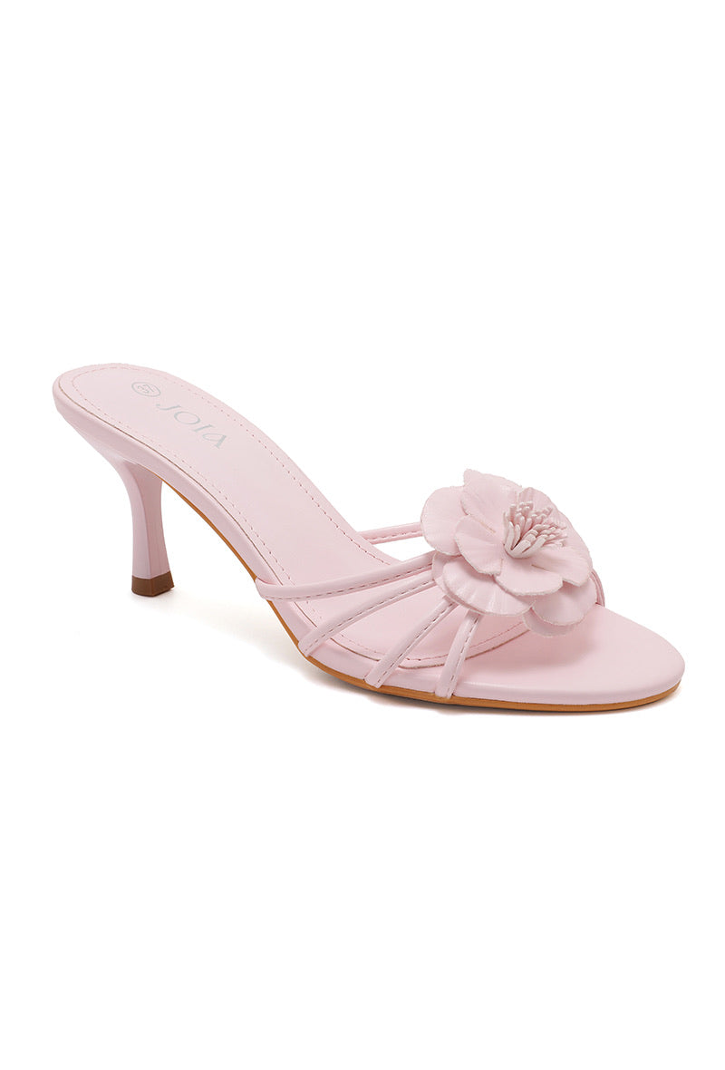 Heeled mules with flower - Pink