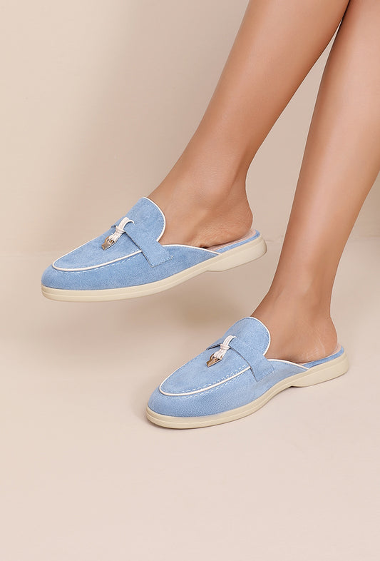 Suede loafer mules - Blue