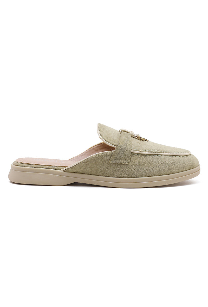 Suede loafer mules - Green
