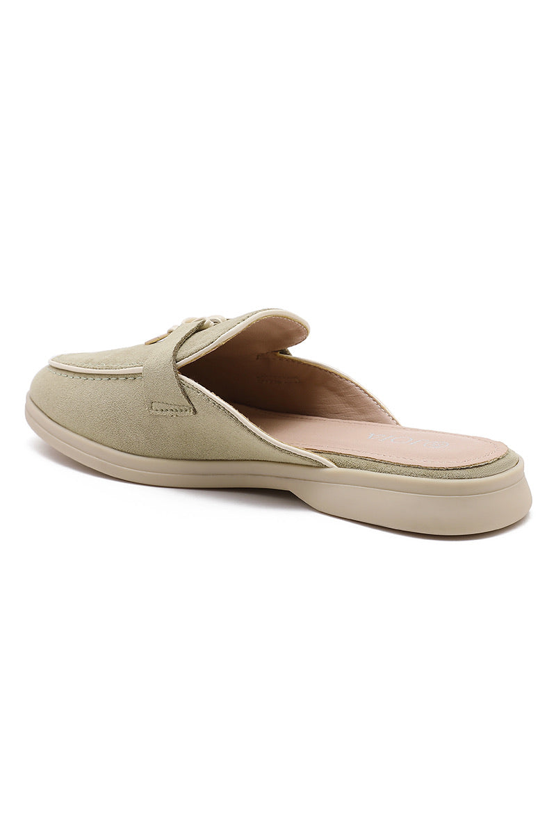 Suede loafer mules - Green
