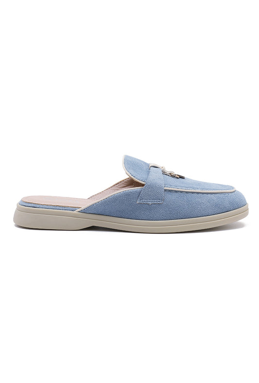 Suede loafer mules - Blue