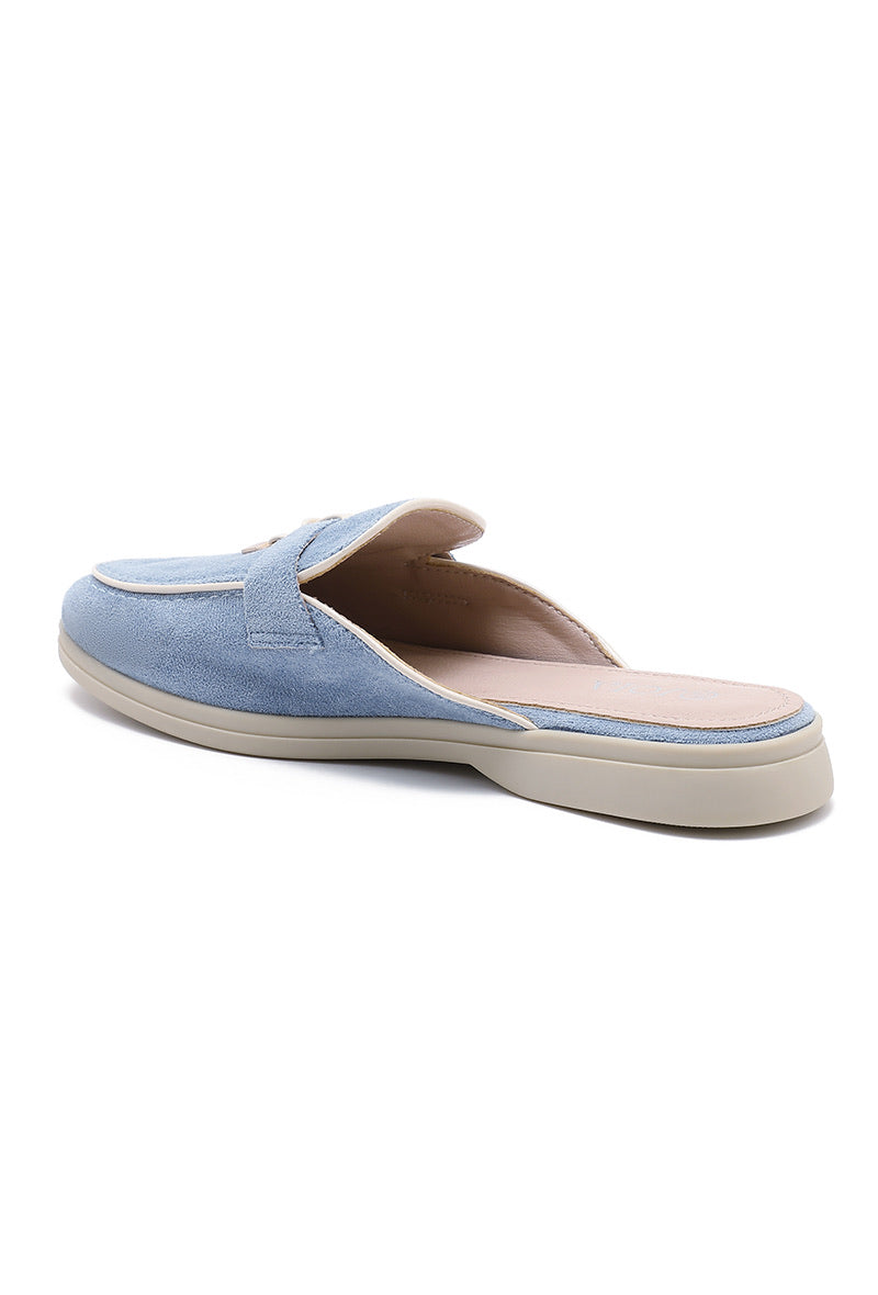 Suede loafer mules - Blue