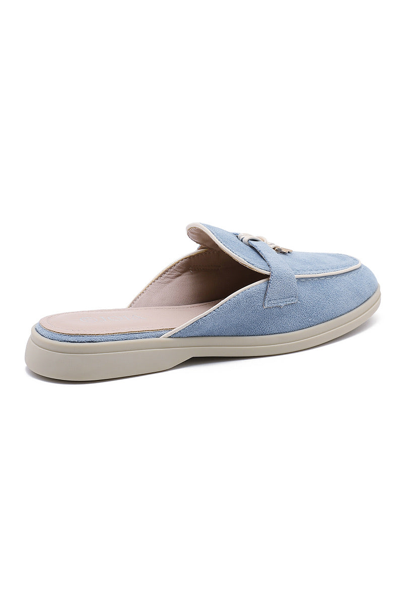 Suede loafer mules - Blue