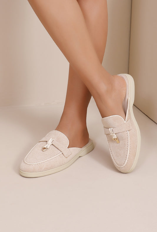 Suede loafer mules - Beige