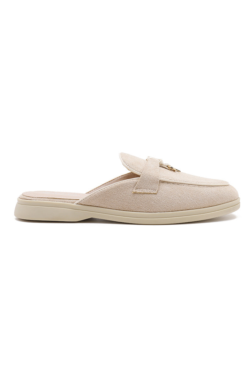 Suede loafer mules - Beige