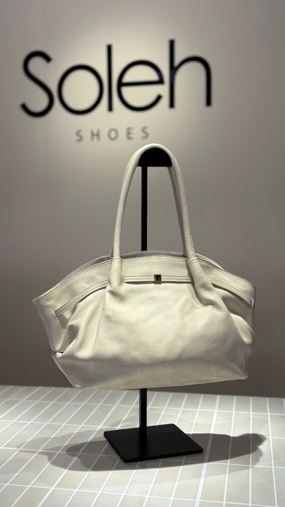 Sac à bandoulière femme en cuir taille moyenne - Beige