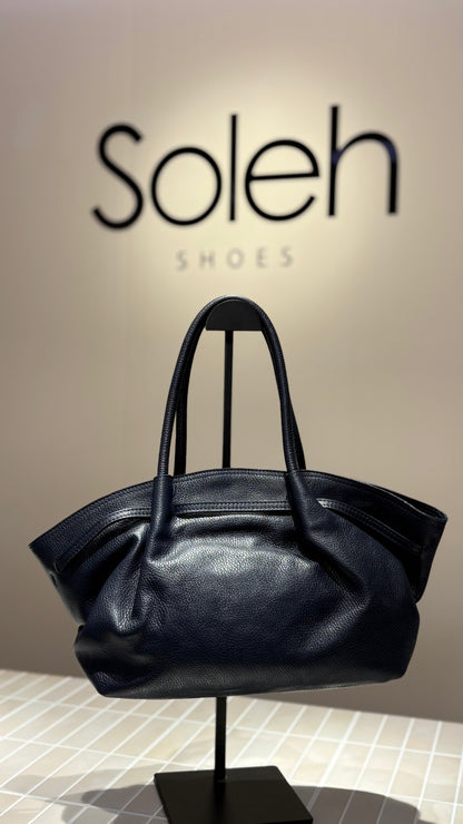 Sac à bandoulière femme en cuir taille moyenne - Blue marine