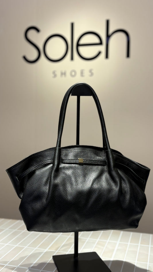 Sac à bandoulière femme en cuir taille moyenne - Noir