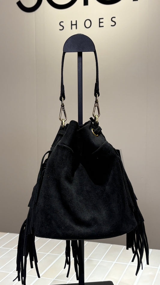 Sac en effet daim avec franges- Noir