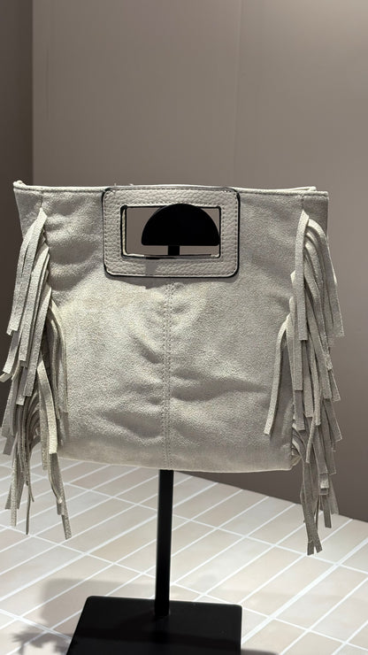 Sac à main en suédine à franges- Gris