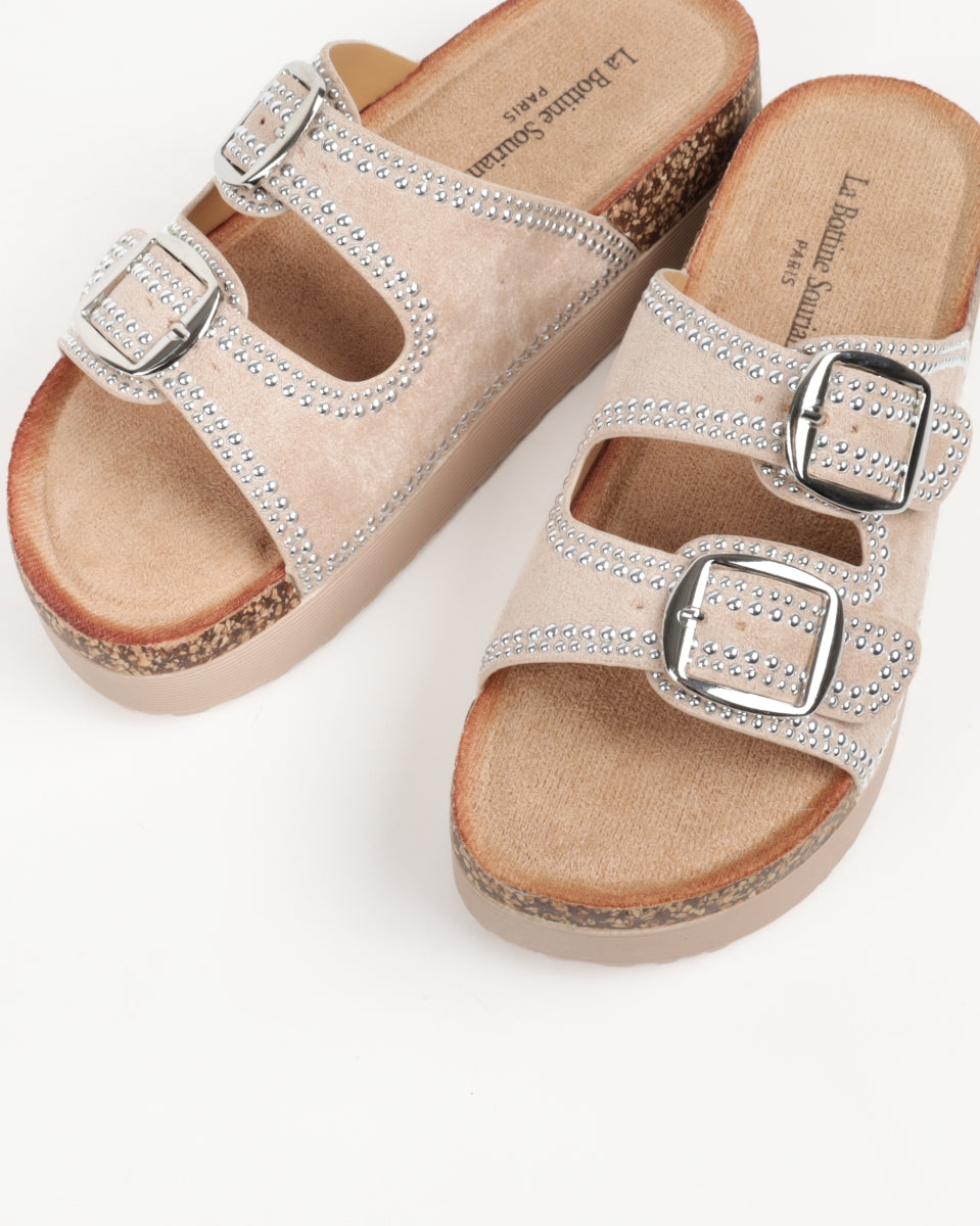 Arizona Wedge Sandal - Nude