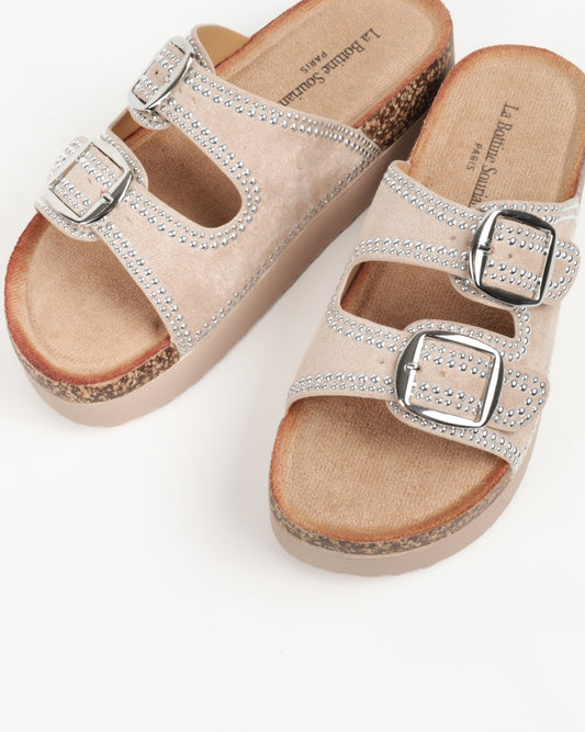 Arizona Wedge Sandal - Nude