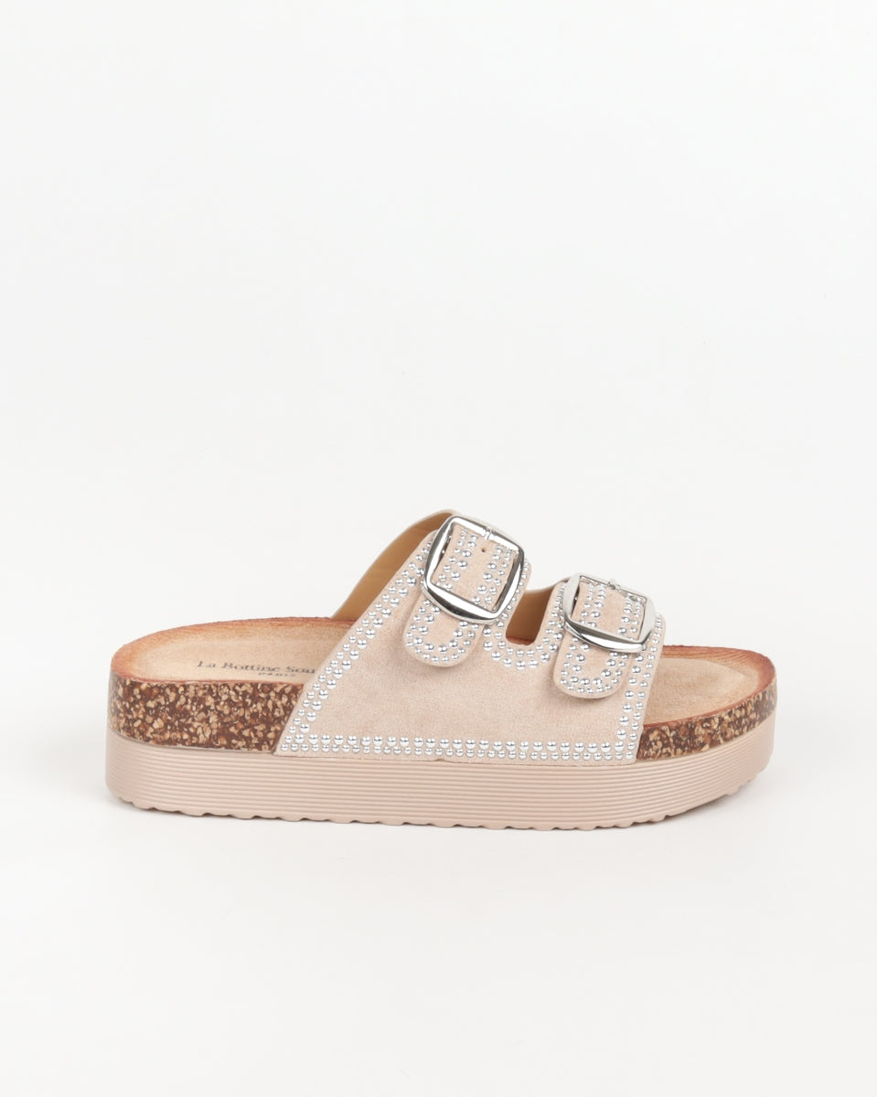 Arizona Wedge Sandal - Nude